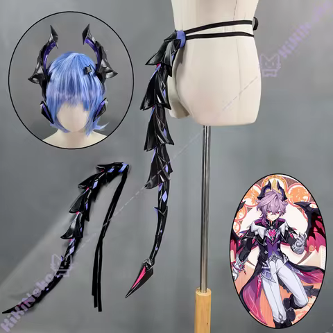 Game Genshin Imapct Durin Cosplay Prop Durin Tail Headwear Dragon Horn Purple Mini Durin Role Play H