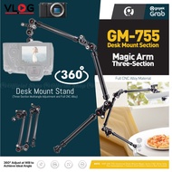 Hop GM-755 Metal Magic Arm 3 Section 360 Lazy Stand for Smartphone HP/DSLR/Mirrorless Camera/Extended Monitor