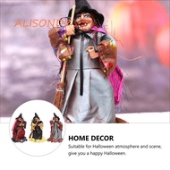 ALISONDZ Halloween Witch Ornaments, DIY Handmade Broom Witch Figurines, Cartoon With Broom Witch Wit