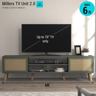 Synergy House Tv Cabinet Millers with Rattan Effect 6ft Wide Up to 70 inchi Tv  - Tv kabinet rattan 