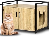 BAKAJI Cat Litter Tray with Side Entrance Cat Shape Multipurpose Pet Cabinet with 2 Doors Magnetic L