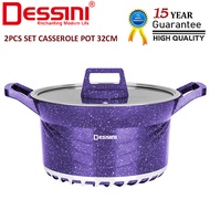 DESSINI ITALY GSB-32 Granite Die Cast Aluminium Non Stick Casserole Pot Bowl Deep Fry Pan Cookware T