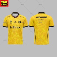 \65288Customizable) Infinix Jersey ONIC 2024 ESPORT Jersey GAMING Free NICKNAME Player Issue Jersey 