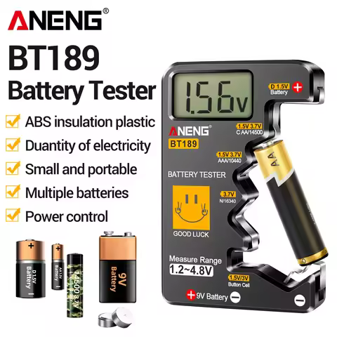 BT189 Universal Battery Voltage Tester ANENG Digital LCD Detector 1.2-4.8V Fits AA AAA 9V 10440 Coin