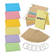 600 Piece Multicolor Index Cards Revision Cards with 6 Binder Rings Flash Cards Random Color Kraft P