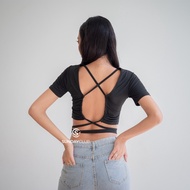 SUNDAYCLUB Gilly Top Women's Sexy Top Summer Top Women's T-Shirt Backless Crop Top Backless