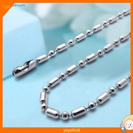 YYF 2.4mm Hip Hop Silver Color Chain Necklace Stainless Steel Ball Beads Unisex Long Necklace Jewelr