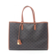 【二手】Celine CELINE Tote Bag Horizo​​ntal Cabas Triomphe 197912 黑色/ブラウンPVC塗層帆布皮革 Triomphe Horizo​​ntal