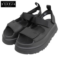 UGG GoldenGlow 魔鬼氈厚底涼鞋，女款，黑色，鞋跟高度 23 厘米，貨號 1152685，美國尺碼 6 [二手]