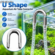 ORIENRI Air Tube Connector, 4-5mm Tube U Shape Aquarium Airline Connector,  Stainless Steel Diffuser