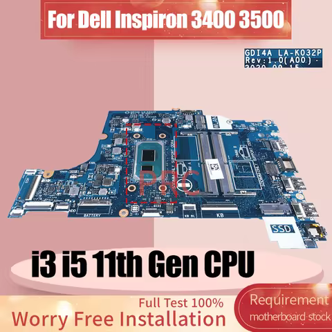 LA-K032P For Dell Vostro 3400 3500 Laptop Motherboard With i3 i5 i7 11th CPU 0G4GH1 0X9TX0 03VVMC No