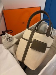 Hermes Picotin Lock 18 大象灰拼帆布 銀扣