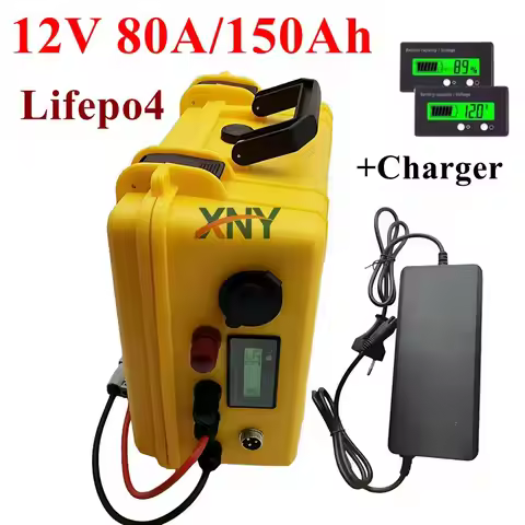 12v 150AH 80Ah LiFePO4 Battery 12.8v Multifunctional Portable suitcase Camp Inverter Car lighter Bat