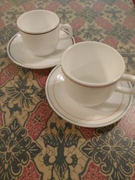 早期arcopal 咖啡杯盤組2入+2餐盤