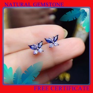 Natural Sapphire Earrings Small Butterfly 925 Silver Earrings for Women with Certificate