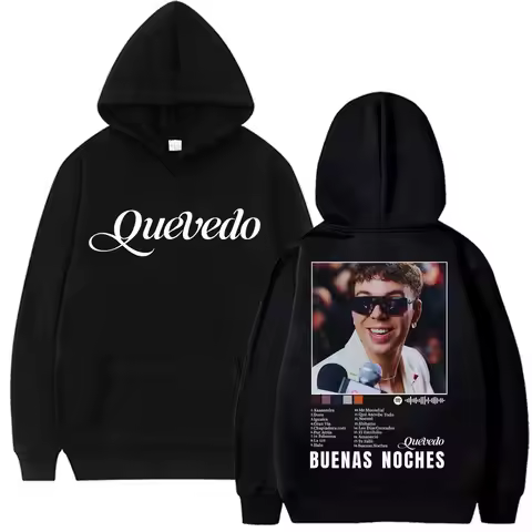 Rapper Quevedo Buenas Noches Album Hoodies Men's Fashion Hip Hop Sweatshirt Fleece Casual Oversized