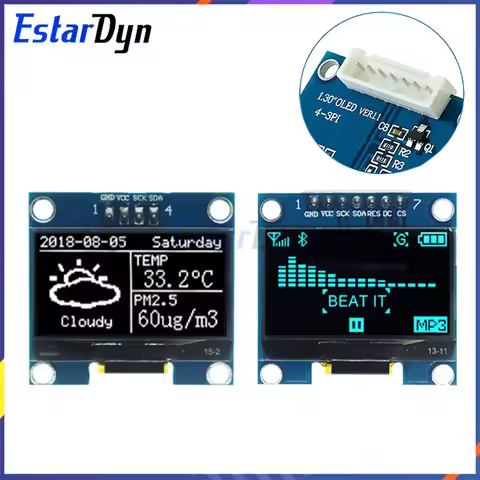 1.3 inch OLED RoHS Module 2.54mm Connecting Terminals SPI/IIC I2C Communicate White/Blue Color 128X6