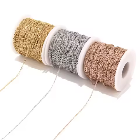 2 Meters Stainless Steel Rose Gold/Gold Link Chain Necklace Bulk Cable 2mm Width for Jewelry Making 