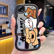 Casing For Realme C21 Case Cesing Happy Puppy Pattern Silicone Wavy edge Mirror Casing Casing Softca
