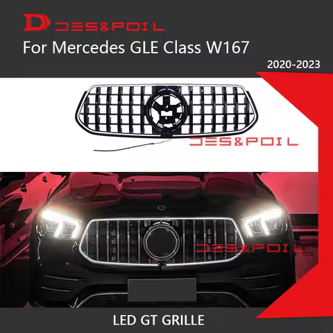 LED GT Grille For GLE Class W167 SUV Coupe 4Matic Front Racing Grill With Lamp Light Illuminated GLE
