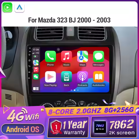 For Mazda 323 BJ 2000 - 2003 Wireless CarPlay Android 14 Radio Car Multimedia Player Touch 2K QLED S