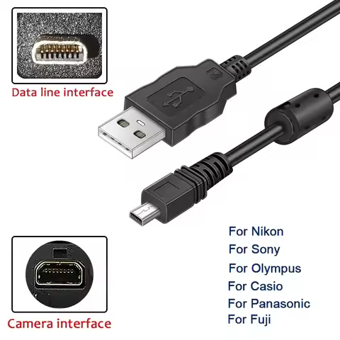 UC-E6 Digital Camera USB Data Cable Mini 8 Pin for Nikon CoolPix Fuji Panasonic Olympus Sony 1M 1.5M