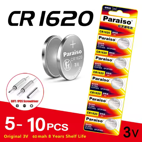5-10PCS Original CR1620 3V Battery + Screwdriver, LM1620 BR1620 5009LC Fit for Watch, Car Remote Con