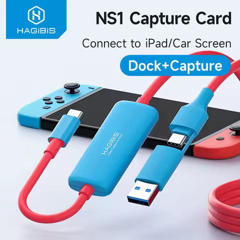 Hagibis USB3.0 Video Capture Card with 100W PD USB C to USB A/C Live and Record Video Audio Gaming f