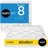 Simply 20x20x1 Air Filter, Merv 8, MPR 600, 6 Pack, Furnace Air Filter for HVAC (Actual Size: 19.75"