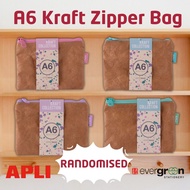 [SG] APLI A6 Kraft Zipper Bag [Evergreen Stationary] [Evergreen Stationery]