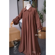 Allia Kids Gamis in Rootbeer color by Al Hauraa | Abaya dress 1 set | Fortaleza material | Black ser