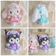 พวงกุญแจ FLITY5 Cinnamoroll Cinnamoroll,พวงกุญแจกำมะหยี่ลาย Kuromi Melody Kuromi บลัชออนจี้กระเป๋านักเรียนเมโลดี้ตกแต่งพวงกุญแจเป้สะพายหลังสนุก