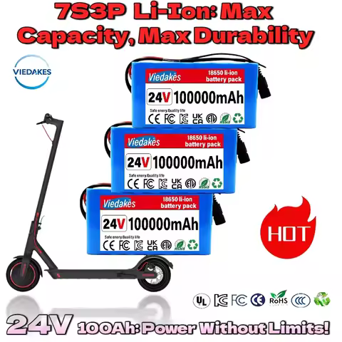 24V100Ah 7S3P 18650 Lithium Battery for Electric Scooter, Hoverboard, Power Wheel | with Stable Outp