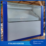 Etalase konter hp kaca multiplek hpl logo akrilik