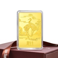 'Collectable' 999.9 Gold Longevity of Pines and Cranes Ingot (100g) - Chinese Gifting Collection