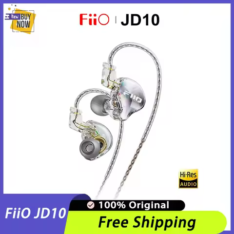 FiiO JD10 Wired In-Ear Earphone Hifi Sound Stereo Earphone With Mic DSP 0.033mm CCAW Voice Coil Spor