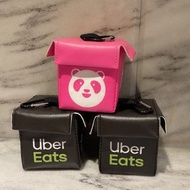 Uber foodpanda 外送吊飾小包包 鑰匙圈 可裝鑰匙 /單售(庫存黑色三個/粉色一個可選)@c624.870