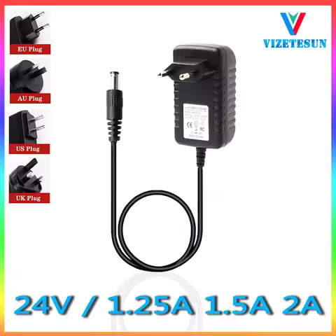 24V 1.25A 1.5A 2A Water Purifier LED Nail Light Bar Glass Cabinet Fascia Gun Power Adapter EU Plug U