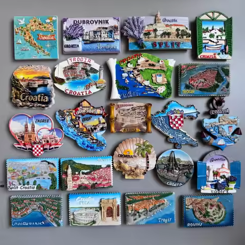 Croatia Fridge Magnets Dubrovnik Zagreb Split Trogir Hvar Vodice Rabac Pula Rovinj Vrsar Tourist Sou