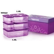 *Purple*Tupperware Fresh N Clear Square Set with Gift Box 460ml / 1L / 1.6L/2.5L Fridge