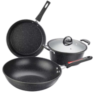 Thinkwitty 3 sets Non-Stick cookware ceramic Cookware Set: 3 pcs for Induction Cooker. Includes Nons