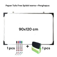 Whiteboard 90x120cm Set Free Marker 4 Colors + Penghapus