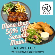 [Ai Cafe] Roasted Pork Rib w Homemade BBQ Sauce w more than 50% off 2nd main (Dine-in) (2nd Main choice: Roasted Pork Ribs or Fish N Chips) [Redeem In Store]