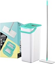Supamop Slide Clean Double Scraper Flat Mop Set 1 Year Warranty/Stainless Steel Handle/Extra Thick Reusable SuperFine Fiber pad/4 Colors Available-Blue,green