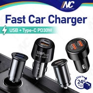 30W PD USB + Type C Car Charger - 3.1A Fast Charging, Dual USB Ports, 12V-30V Adapter for iPhone &amp; USB Devices