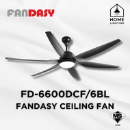 FANDASY Ceiling Fan FD-6600DCF/6BL 66" 66Inch LED Light Remote Control DC Motor Ceiling Fan Kipas Si