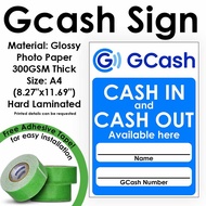 ﹊☏Gcash Signage - Cash in / Cash out - A4 Laminated