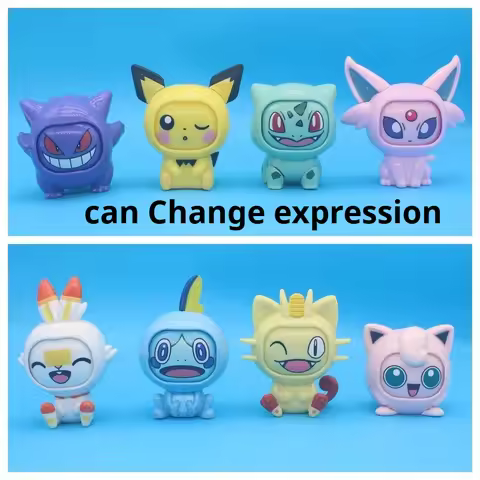 PokéMon Face Changing Action Figures Mini Bulbasaur Charizard Psyduck Anime Figurine Toys Collectibl