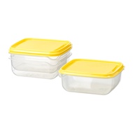 PRUTA 保鮮盒, 透明/黃色, 0.6 公升