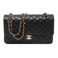 Authentic Chanel Classic Black Quilted Lambskin Leather Classic Medium Double Flap Bag